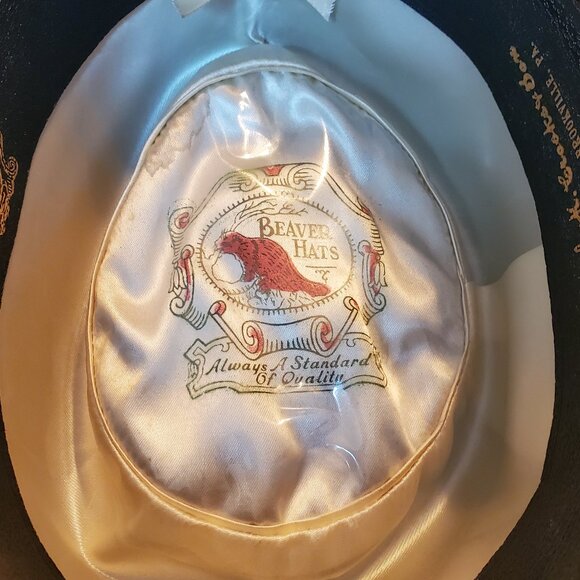 VINTAGE Men's Black Beaver Fur Felt Fedora Size 6.75 - Picture 2 of 6